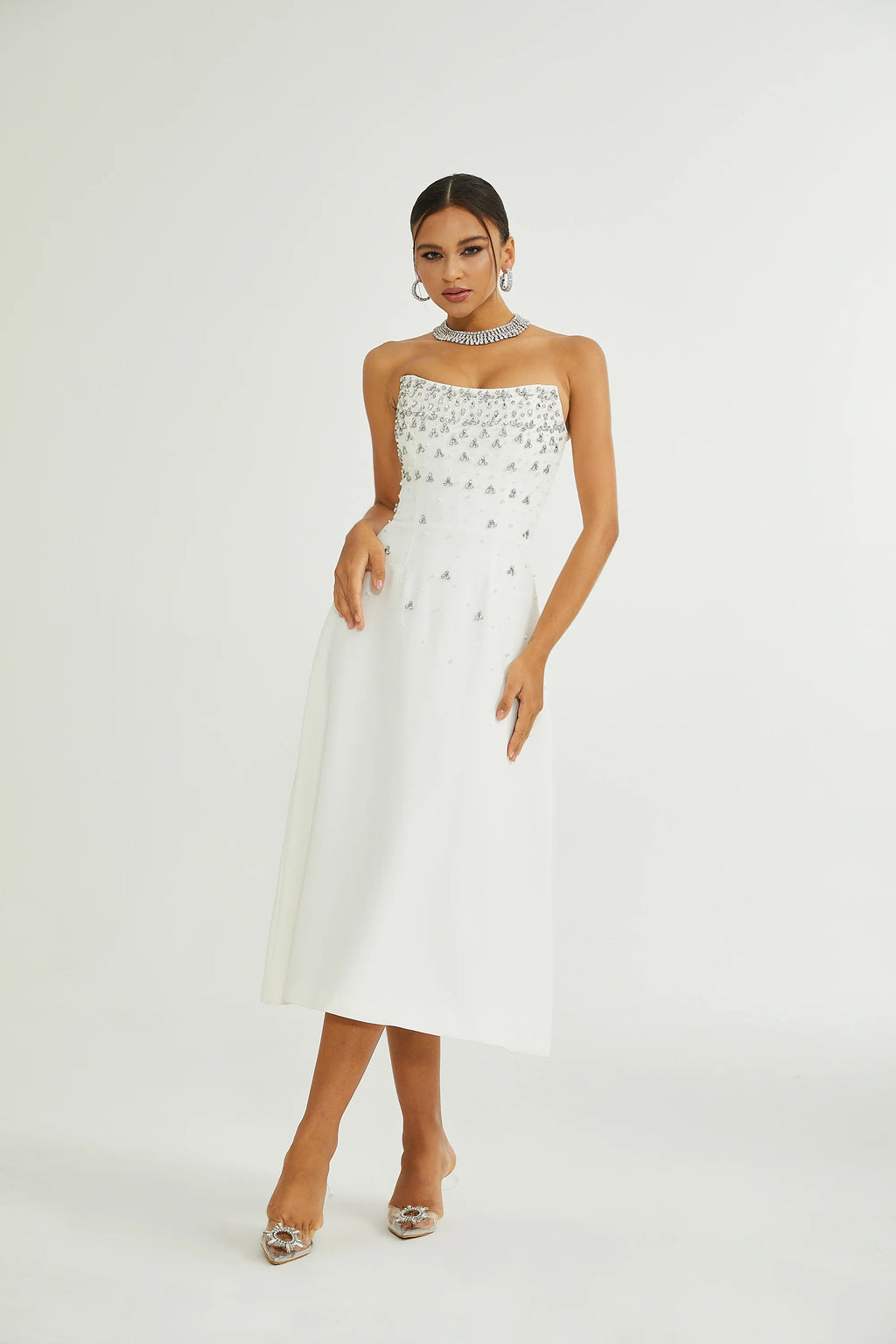 ALANA EMBELLISHMENT MIDI DRESS