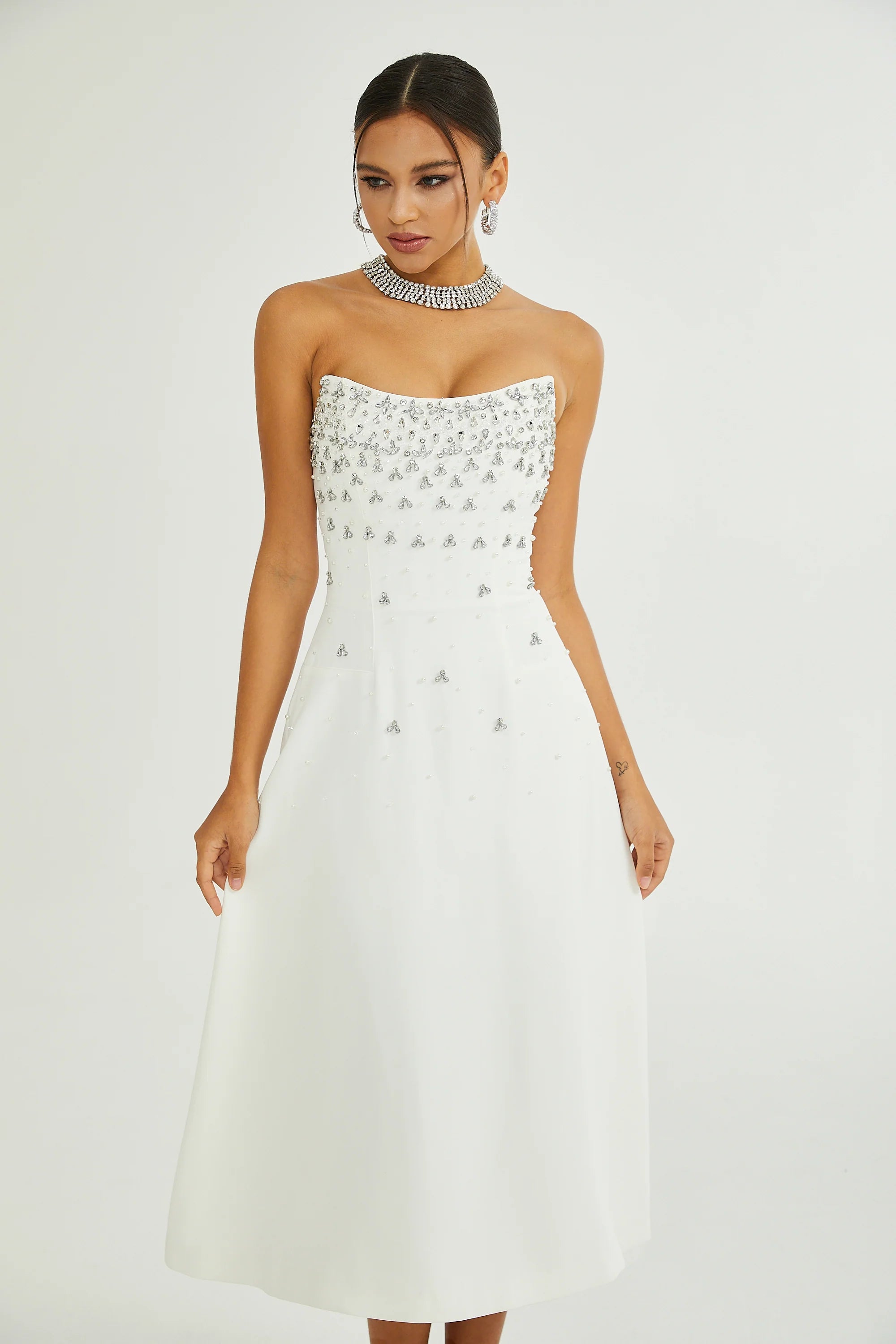ALANA EMBELLISHMENT MIDI DRESS