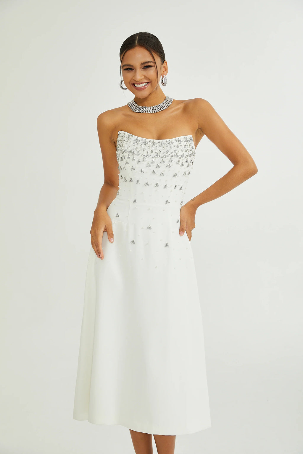 ALANA EMBELLISHMENT MIDI DRESS