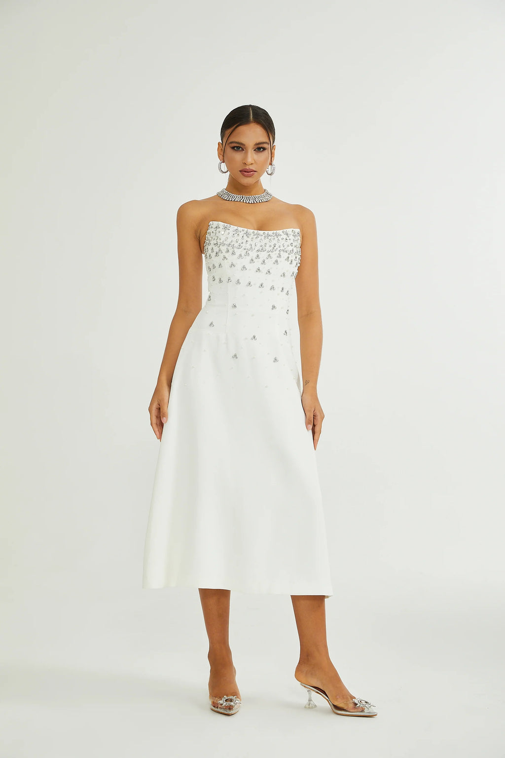 ALANA EMBELLISHMENT MIDI DRESS