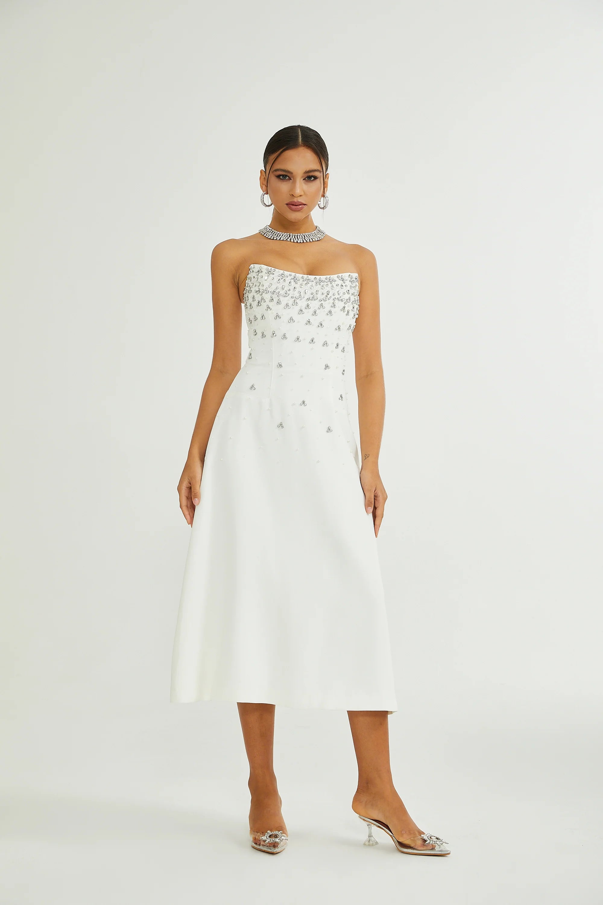 ALANA EMBELLISHMENT MIDI DRESS