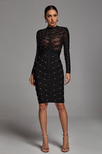 Long-sleeved hot gold dresses Aclosy