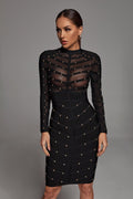 Long-sleeved hot gold dresses Aclosy