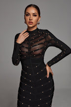 Long-sleeved hot gold dresses Aclosy