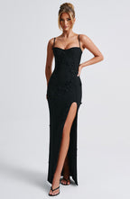 ALANA MAXI DRESS-LINED-BLACK aclosy