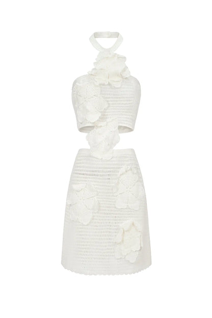 Jella Knitted Flower Mini Dress