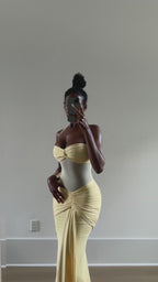 Halter Neck Backless Ruched Maxi Dress