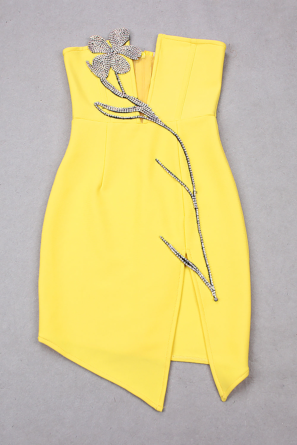 Women's Tube Top Net Yarn Flowers Rhinestone Dress Aclosy