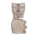 Flower Decoration Elegant Rhinestone Dress Aclosy