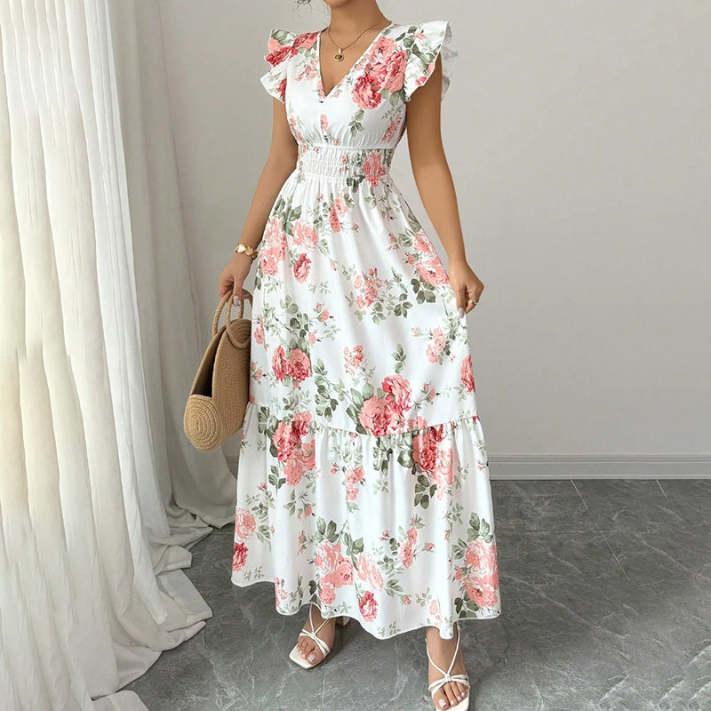 Saliya V Neck A Line Vacation Long Dress Aclosy