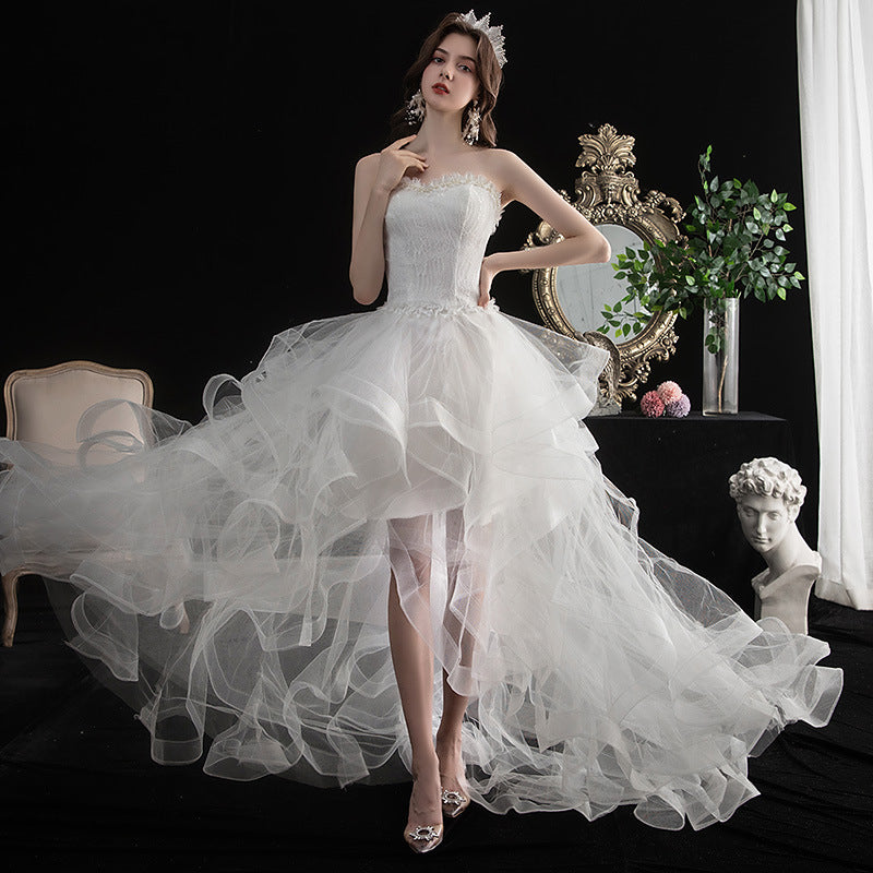 Short Front And Back Length Small Trailing Wedding Dress Aclosy