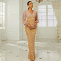Women's Fashion V-neck Long-sleeved Sequin Dress Aclosy