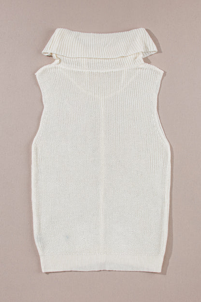 Central Seam Turtleneck Sleeveless Sweater Vest Trendsi