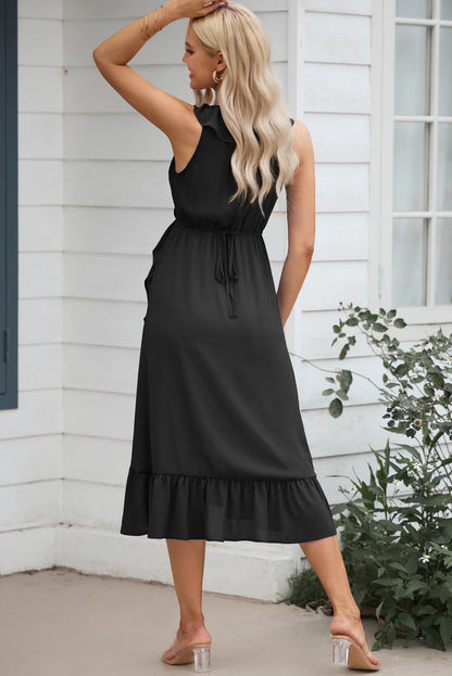 Ruffled Sleeveless Midi Dress Trendsi