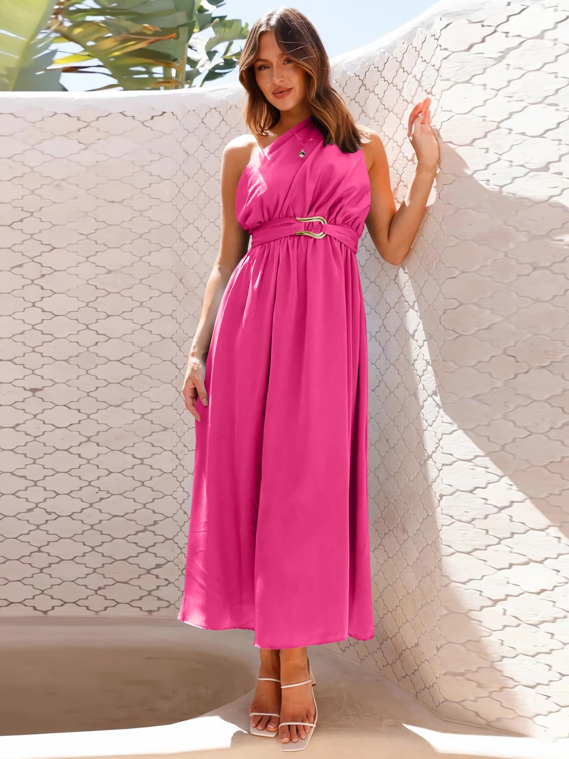 Single Shoulder Midi Dress Trendsi