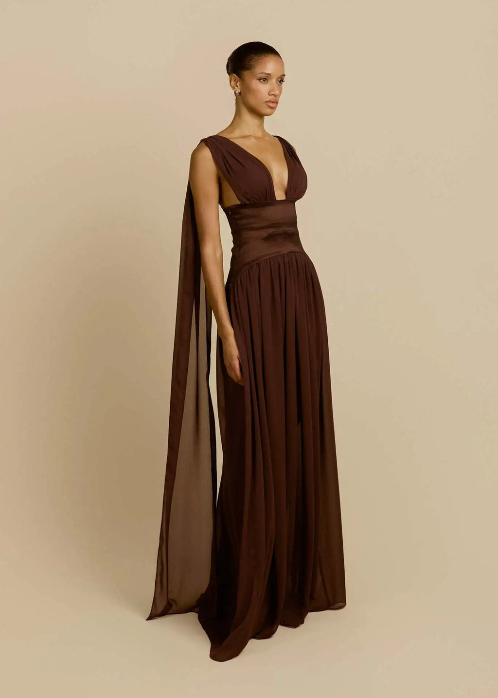 Maelle Draped Chiffon Maxi Dress