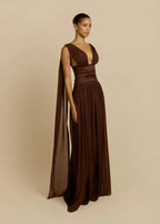 Maelle Draped Chiffon Maxi Dress