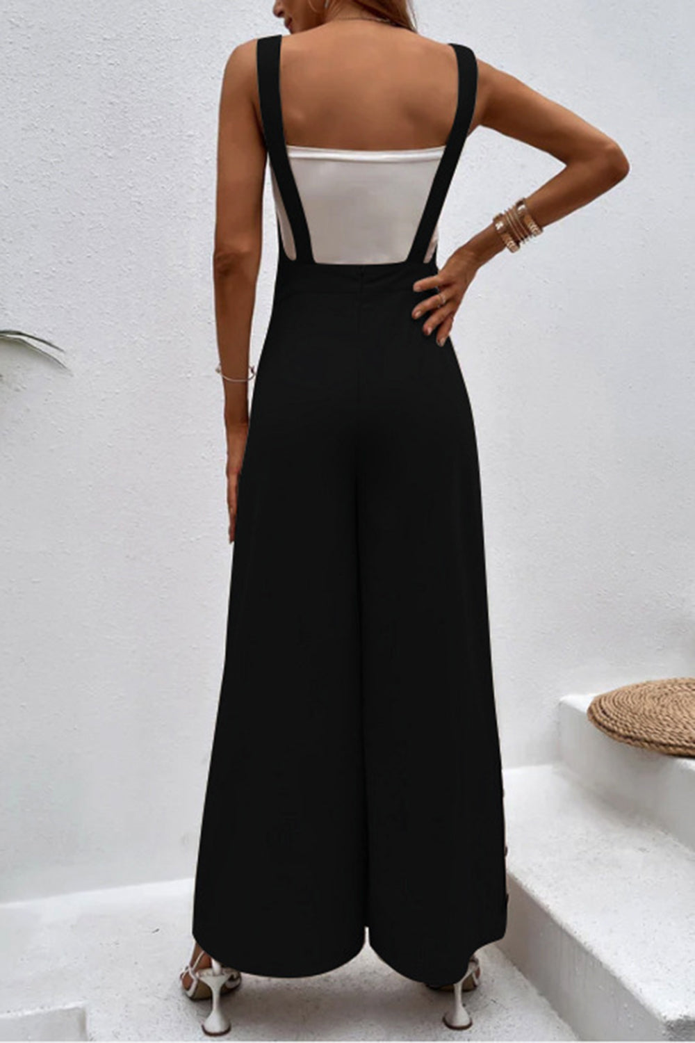 Square Neck Wide Strap Jumpsuit Trendsi