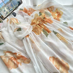 Coraline Backless Floral Chiffon Maxi Dress - White