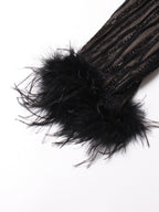 Irregular Skirt Ostrich Hair Patchwork Suit Aclosy