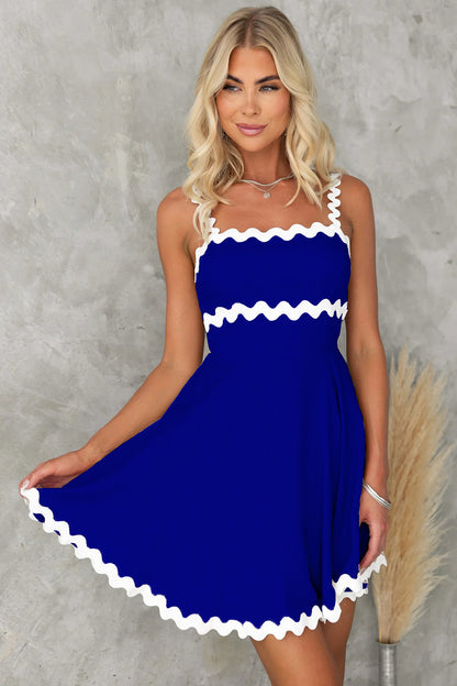 Contrast Trim Square Neck Mini Dress Trendsi