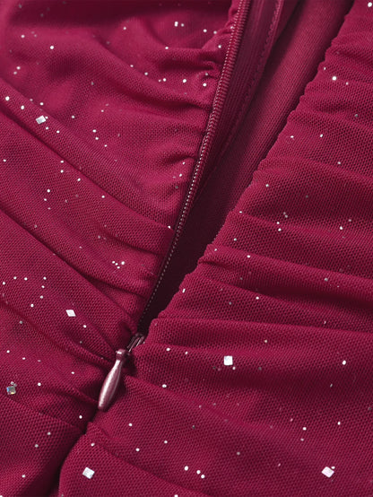 Salena Elegant Mesh Strapless Backless Maxi Dresss