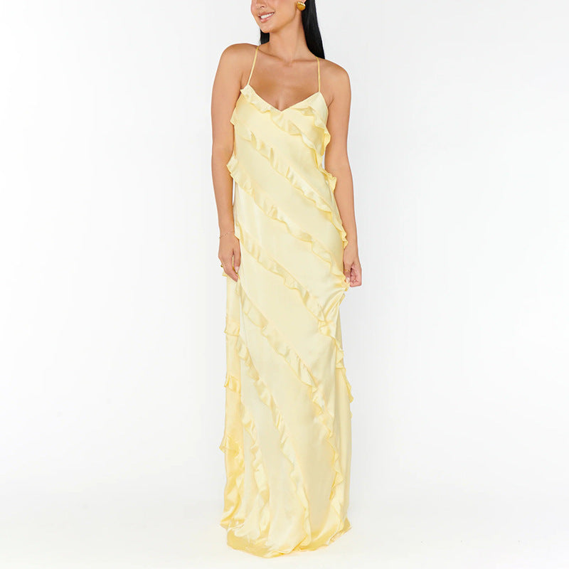 Salina Ruffle-Trim Resort Slip Maxi Dress