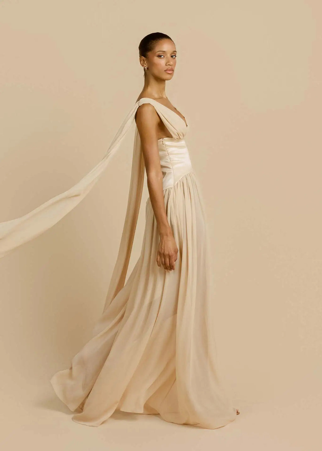 Maelle Draped Chiffon Maxi Dress