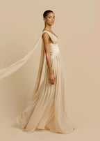 Maelle Draped Chiffon Maxi Dress