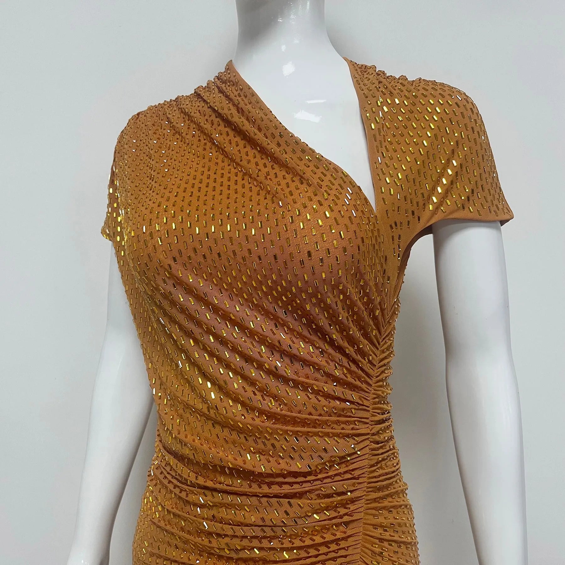 Chic Party Off-Shoulder Beaded Sleeveless Dress