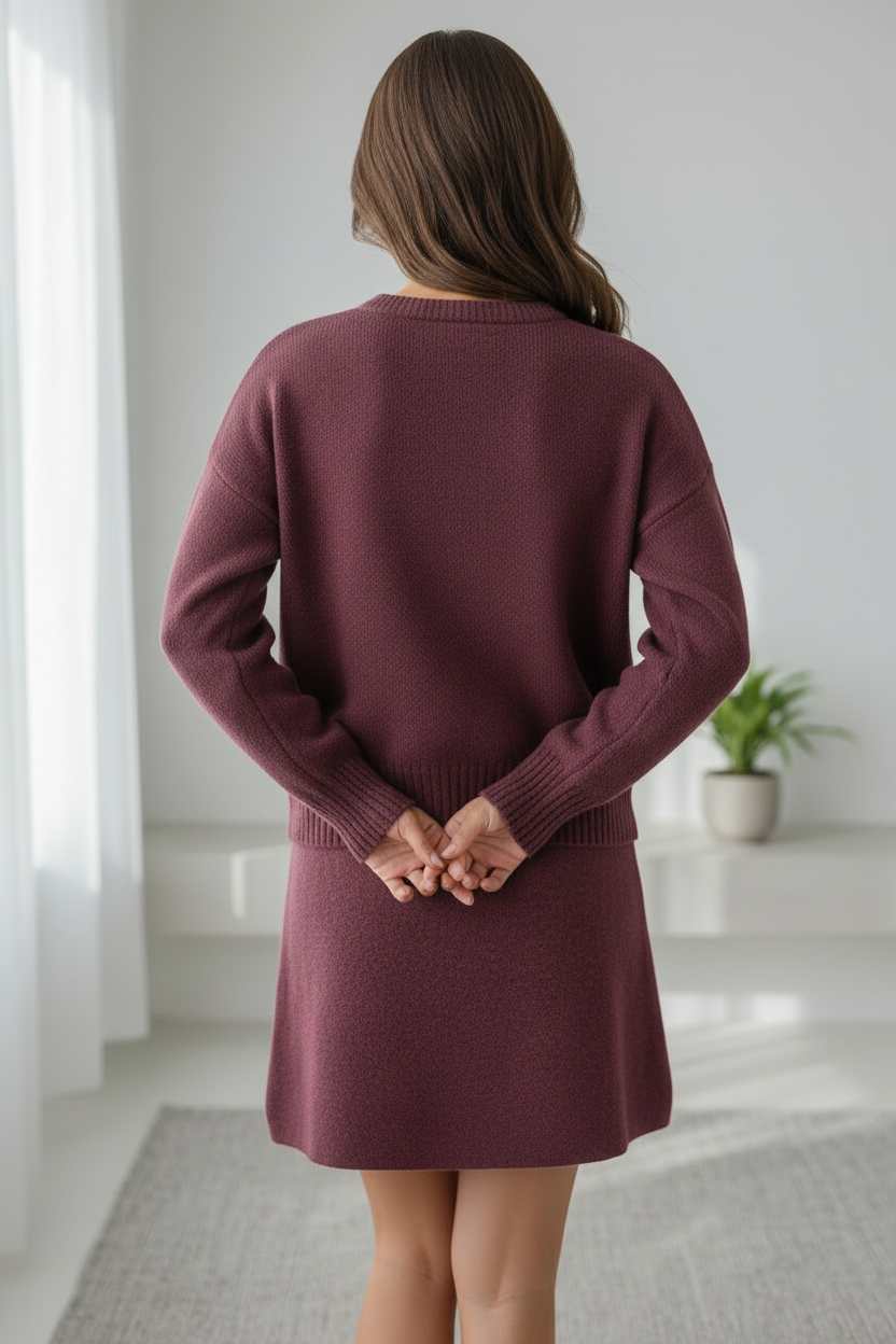 KLANA SWEATER SKIRT SET KNIT VERSATILE PULLOVER