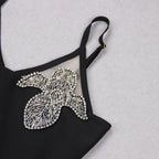 Women's Fashion Bandeau Sling Slim Deep V-neck Bead Bandage One-piece Dress Aclosy