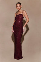 ROSETE LUXE SATIN DIAMANTE MAXI DRESS (Copy) Aclosy