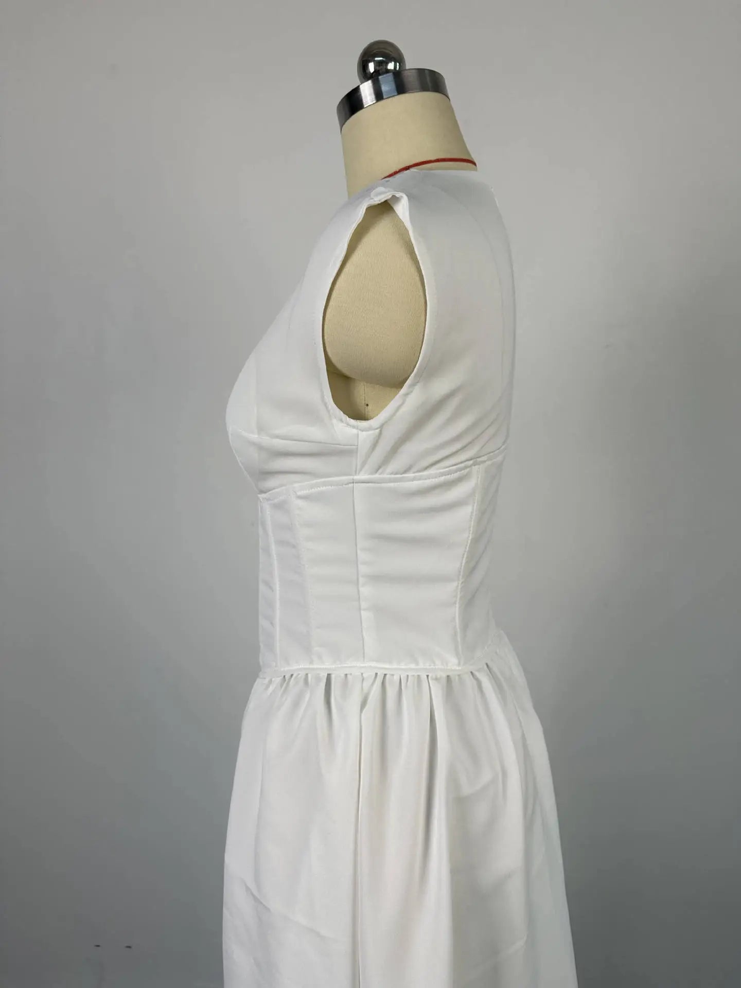 Halter Neck Cinched High Waist Fishbone A-line Skirt