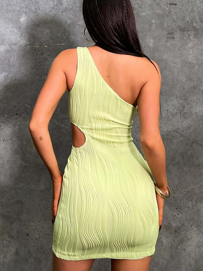 One Shoulder Cutout Mini Dress Trendsi