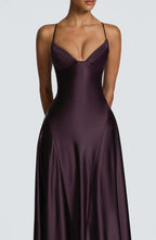 Alana Strapless Satin Cinched-Waist Maxi Evening Gown