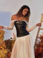 CHIC OFF SHOULDER MESH MAXI DRESS