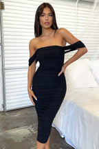 Lemily Ruched Draped Chiffon Dress