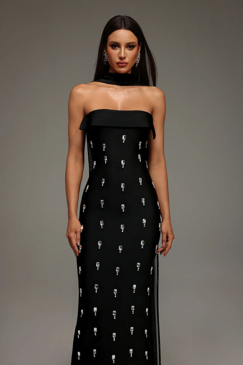 Alyia Diamond Sparkle Maxi Party Dress