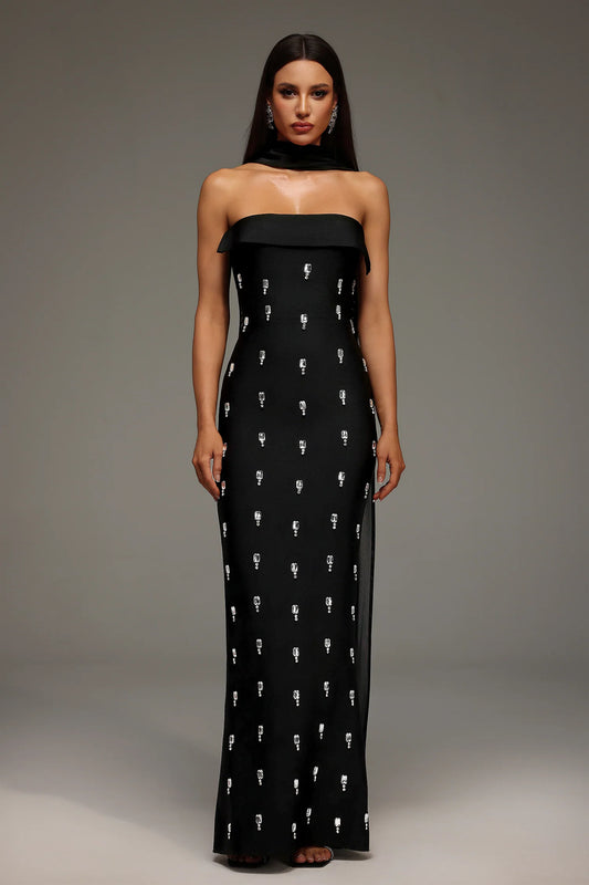 Alyia High-End Diamond Bandage Sparkly Evening Party Dress