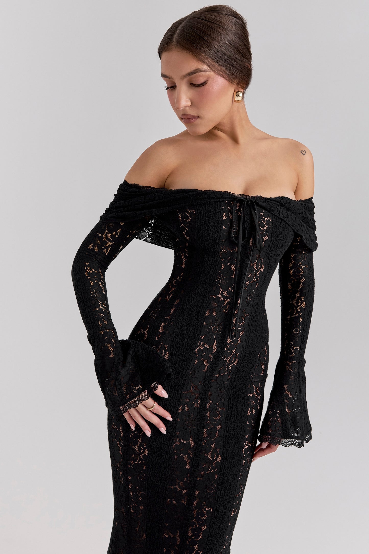 lace vintage black maxi dress