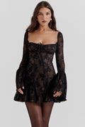Alyia Lace Dress Bell Sleeve Designer Dress aclosy