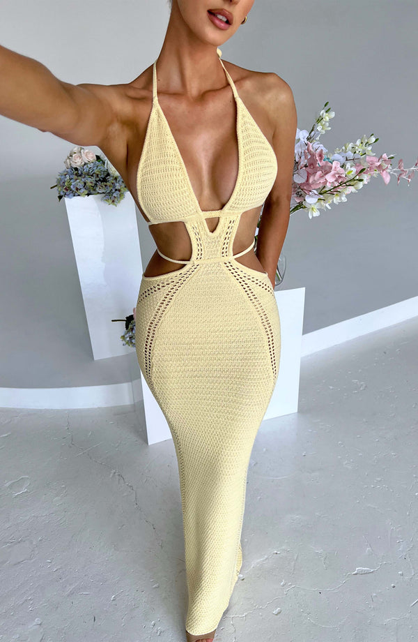 New Knitted Sweater Dress Sexy Pure Desire Wind Hot Girl Backless Hanging Neck Straps Short Dress Aclosy