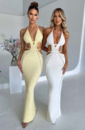 New Knitted Sweater Dress Sexy Pure Desire Wind Hot Girl Backless Hanging Neck Straps Short Dress Aclosy