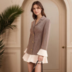 Elegant Plaid Dress for Women – Slimming Waist Design