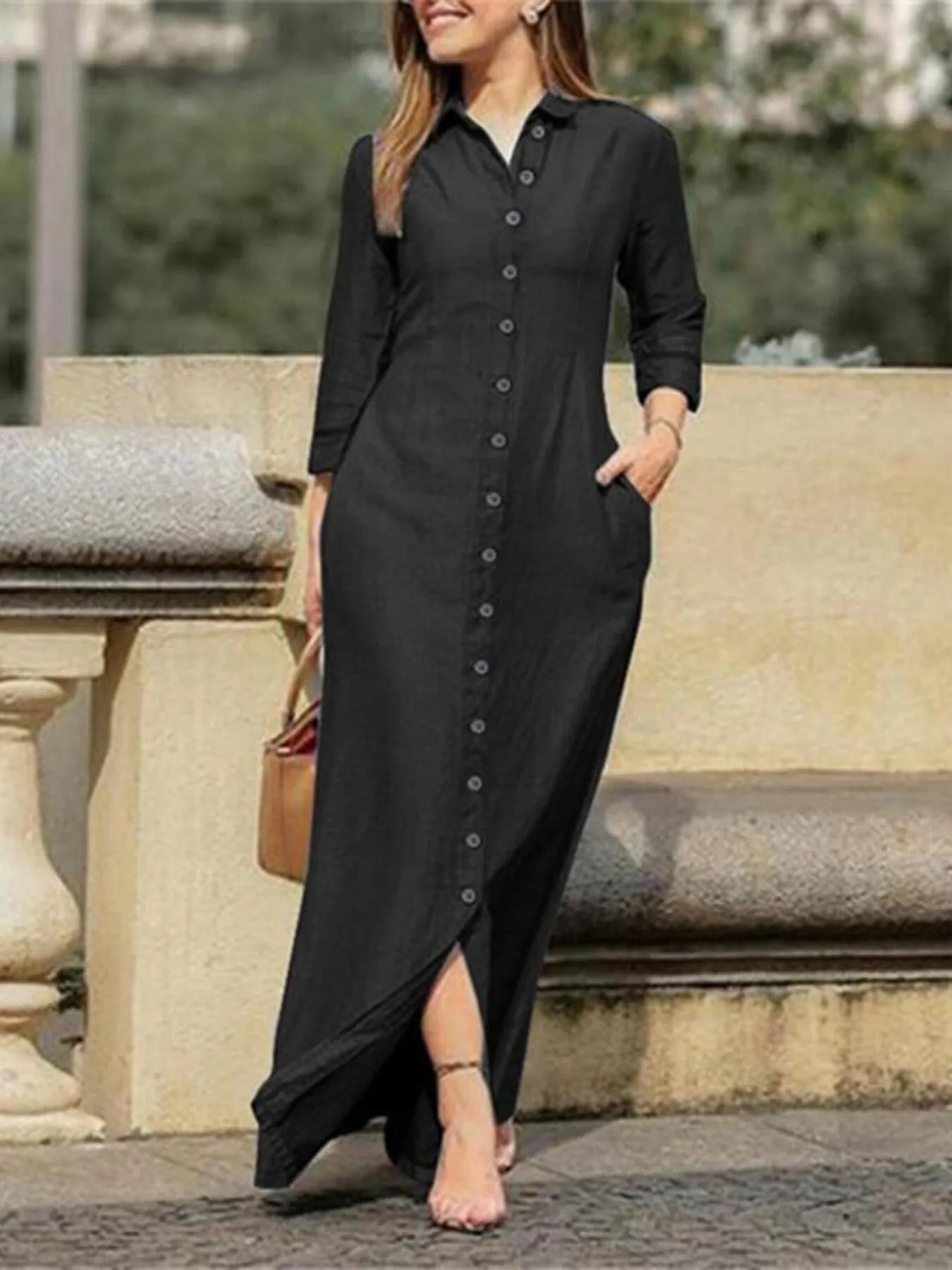 maxi denim dress plus size Women's Blue Cotton Button Down Shirt Dress you can cinch it for a flattering silhouette or wear it loose for a laid Slaydiva Plus Size Long Denim
