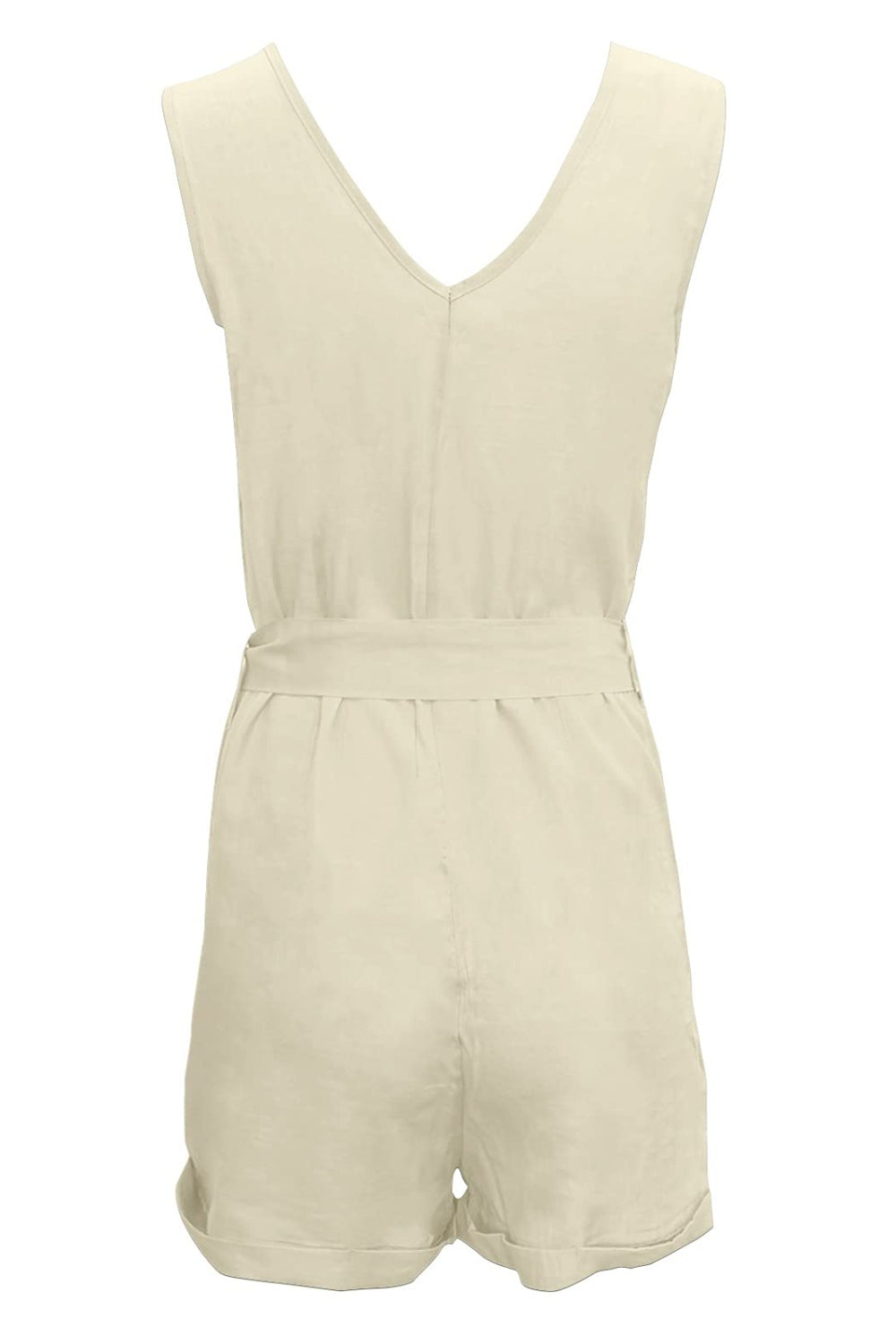 Full Size Tied V-Neck Sleeveless Romper with Pockets Trendsi