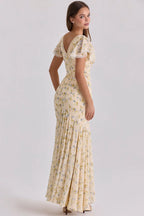 Floral Casual V-neck Long Flowing Maxi Dress