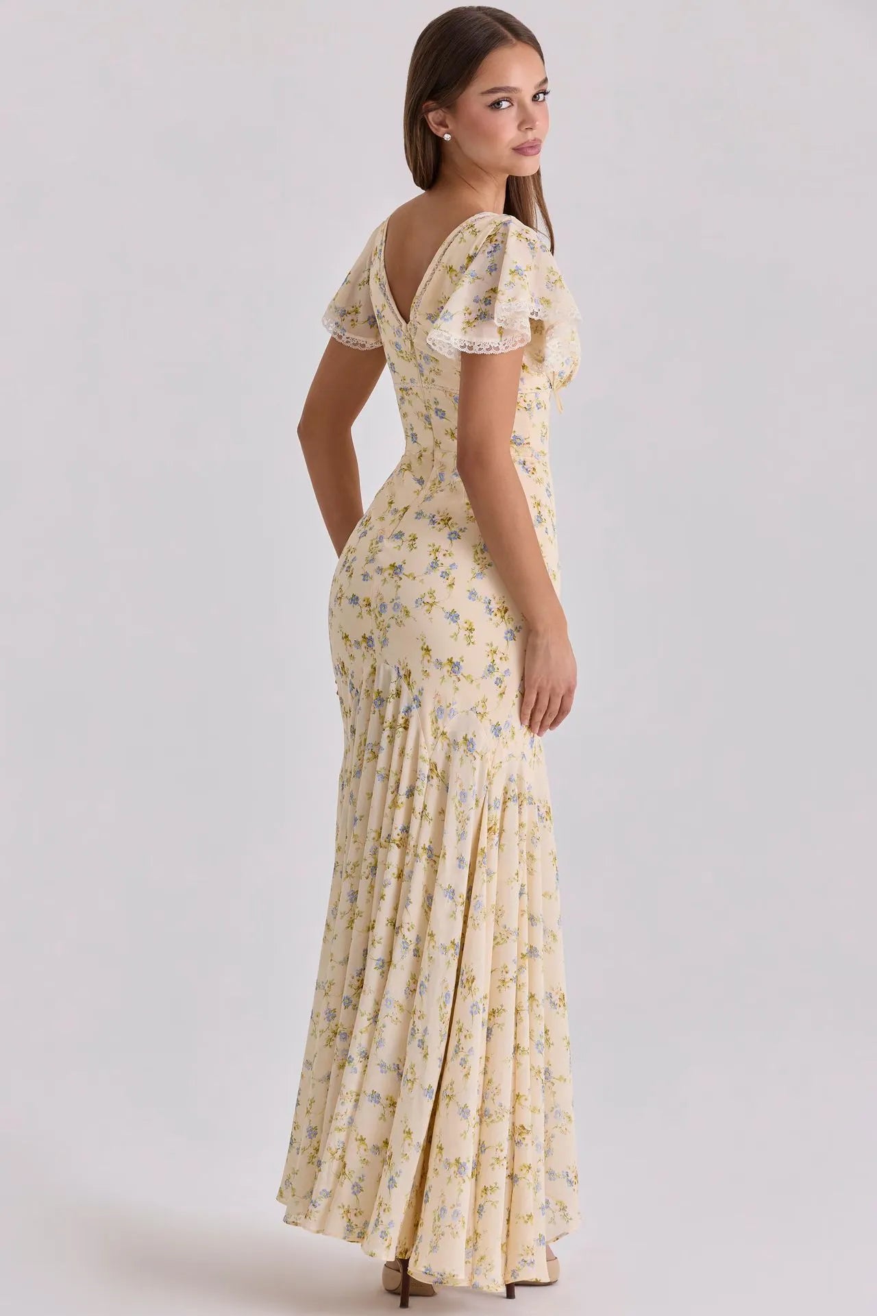 Floral Casual V-neck Long Flowing Maxi Dress