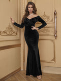 Velvet Evening Dress Elegant Off-shoulder High-end aclosy